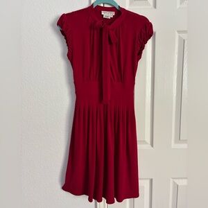 Maggie London Petites Red Feminine Dress w/ Pockets Ruffle Sleeves Size 2P